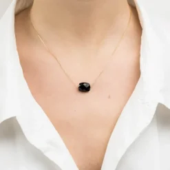 COLLIER OR JAUNE COUSSIN ONYX
