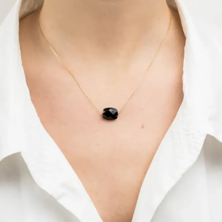 COLLIER OR JAUNE COUSSIN ONYX