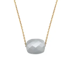 COLLIER OR JAUNE COUSSIN PIERRE DE LUNE GRISE