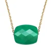 COLLIER OR JAUNE COUSSIN AGATE VERTE