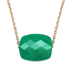 COLLIER OR JAUNE COUSSIN AGATE VERTE
