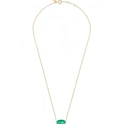 COLLIER OR JAUNE COUSSIN AGATE VERTE