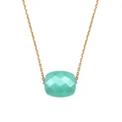 COLLIER OR JAUNE COUSSIN AMAZONITE