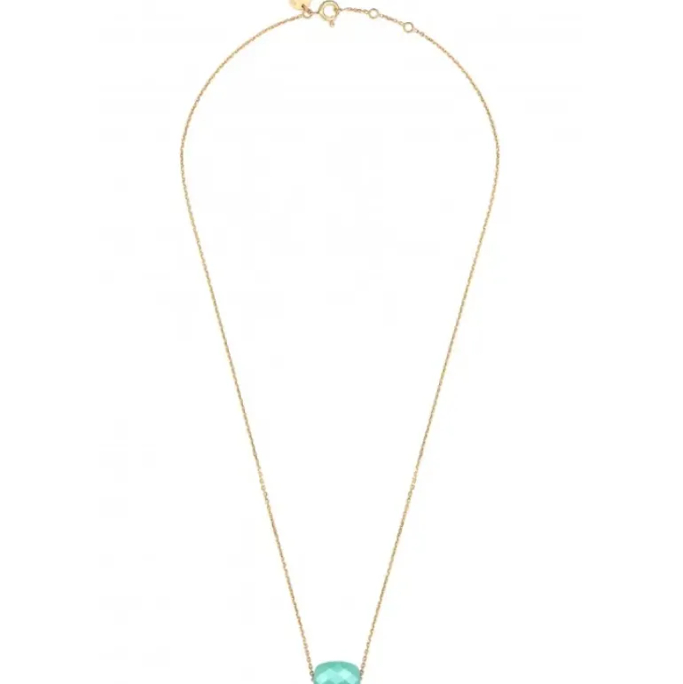 COLLIER OR JAUNE COUSSIN AMAZONITE