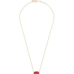 COLLIER OR JAUNE COUSSIN QUARTZ ROUGE