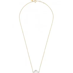 COLLIER OR JAUNE TREFLE AGATE BLANCHE