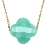 COLLIER OR JAUNE TREFLE AMAZONITE