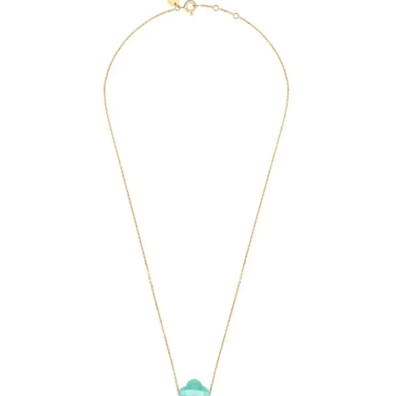 COLLIER OR JAUNE TREFLE AMAZONITE
