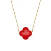 COLLIER OR JAUNE TREFLE CORNALINE