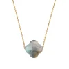 COLLIER OR JAUNE TREFLE LABRADORITE