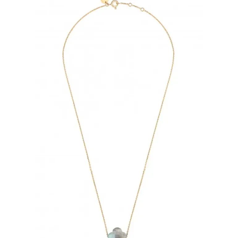 COLLIER OR JAUNE TREFLE LABRADORITE