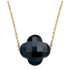 COLLIER OR JAUNE TREFLE ONYX