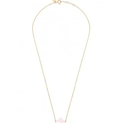 COLLIER OR JAUNE TREFLE QUARTZ ROSE POUDRÉ