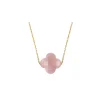 COLLIER OR JAUNE TREFLE QUARTZ GUAVA