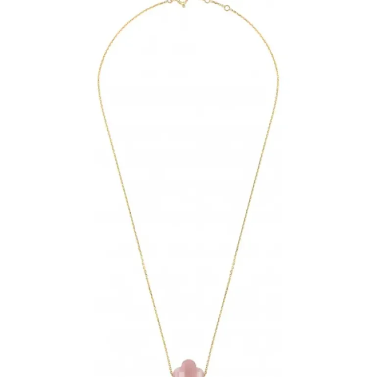 COLLIER OR JAUNE TREFLE QUARTZ GUAVA