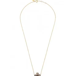 COLLIER OR JAUNE TREFLE QUARTZ FUME