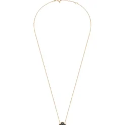 COLLIER OR ROSE TRÈFLE SERTI DIAMANTS NOIRS
