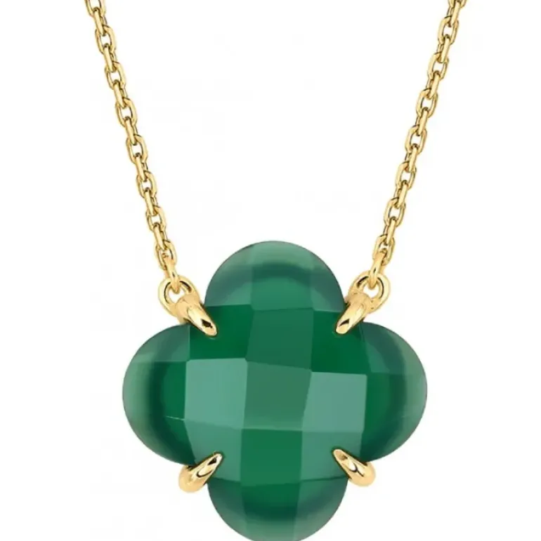COLLIER VICTORIA AGATE VERTE OR JAUNE