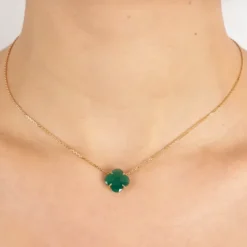 COLLIER VICTORIA AGATE VERTE OR JAUNE