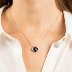 COLLIER VICTORIA DIAMANTS ONYX + DIAMANTS OR ROSE