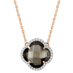 COLLIER VICTORIA DIAMANTS QUARTZ FUME + DIAMANTS OR ROSE