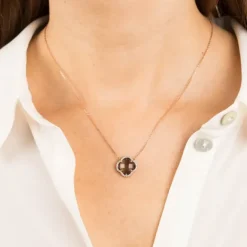 COLLIER VICTORIA DIAMANTS QUARTZ FUME + DIAMANTS OR ROSE