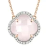 COLLIER VICTORIA DIAMANTS QUARTZ ROSE MILKY + DIAMANTS OR ROSE