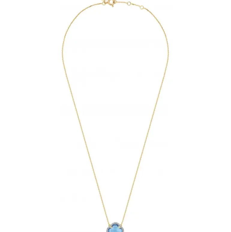COLLIER VICTORIA DIAMANTS TOPAZE (swiss blue) + DIAMANTS OR JAUNE