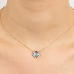 COLLIER VICTORIA DIAMANTS TOPAZE (swiss blue) + DIAMANTS OR JAUNE