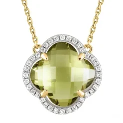 COLLIER VICTORIA DIAMANTS QUARTZ OLIVE + DIAMANTS OR JAUNE