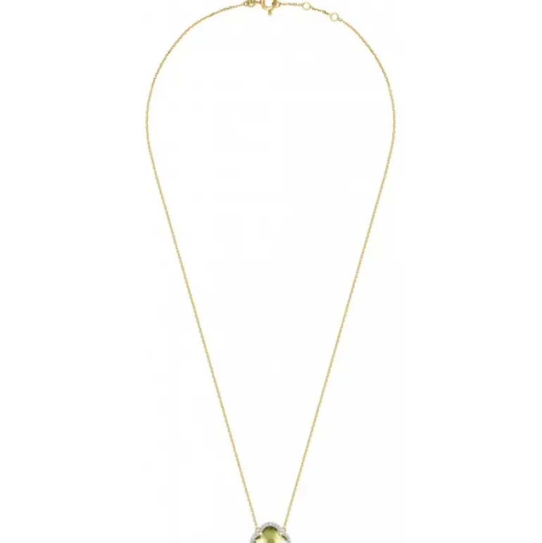 COLLIER VICTORIA DIAMANTS QUARTZ OLIVE + DIAMANTS OR JAUNE