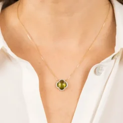 COLLIER VICTORIA DIAMANTS PERIDOT + DIAMANTS OR JAUNE