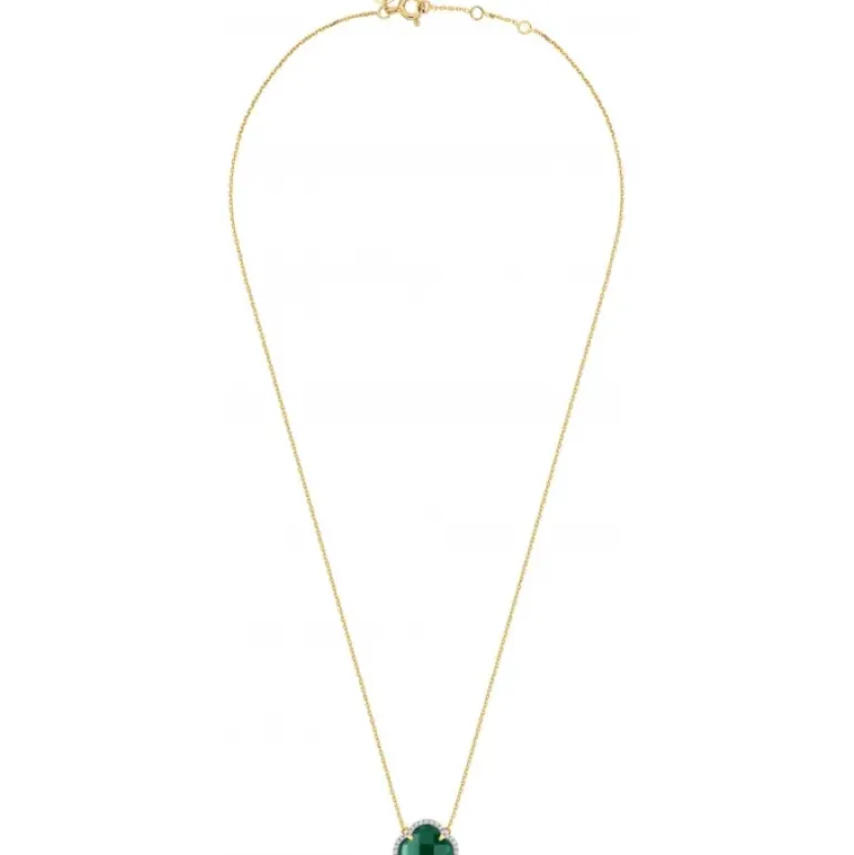 COLLIER VICTORIA DIAMANTS AGATE VERTE + DIAMANTS OR JAUNE
