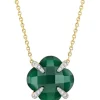 COLLIER VICTORIA LYS GRANDE AGATE VERTE ET DIAMANTS OR JAUNE