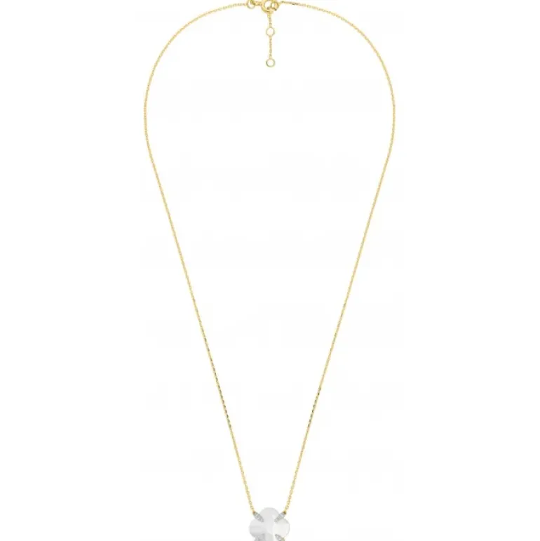 COLLIER VICTORIA LYS NACRE BLANCHE ET DIAMANTS OR JAUNE