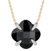 COLLIER VICTORIA LYS ONYX ET DIAMANTS OR ROSE