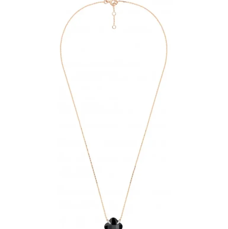 COLLIER VICTORIA LYS ONYX ET DIAMANTS OR ROSE
