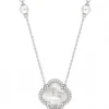 COLLIER VICTORIA PERLES ET NACRE BLANCHE + DIAMANTS OR BLANC