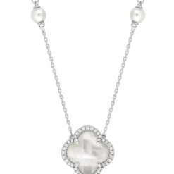 COLLIER VICTORIA PERLES ET NACRE BLANCHE + DIAMANTS OR BLANC