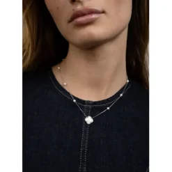 COLLIER VICTORIA PERLES ET NACRE BLANCHE + DIAMANTS OR BLANC