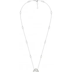 COLLIER VICTORIA PERLES ET NACRE BLANCHE + DIAMANTS OR BLANC