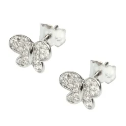 PUCES D'OREILLES OR BLANC DIAMANTS