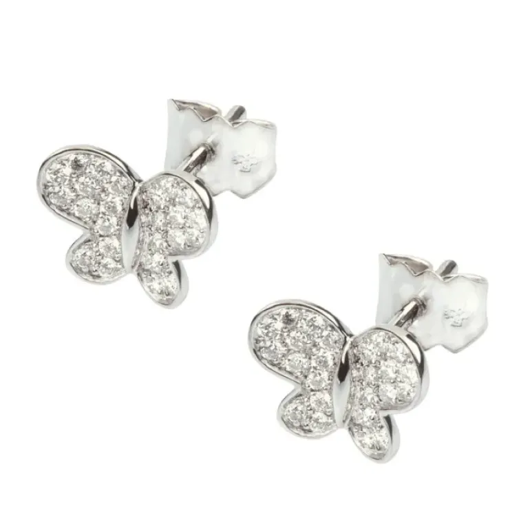 PUCES D'OREILLES OR BLANC DIAMANTS