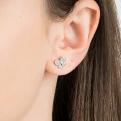 PUCES D'OREILLES OR BLANC DIAMANTS