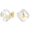PUCES D'OREILLES OR JAUNE NACRE BLANCHE
