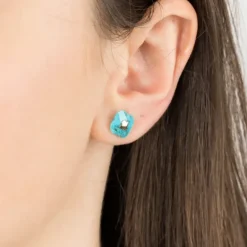 PUCES D'OREILLES OR JAUNE TURQUOISE