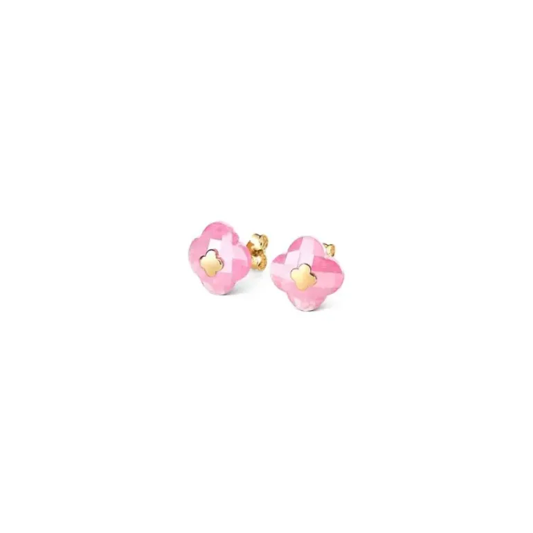 PUCES D'OREILLES OR JAUNE RHODOCHROSITE