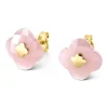 PUCES D'OREILLES OR JAUNE QUARTZ GUAVA