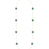 SAUTOIR OR JAUNE AGATE VERTE OVERSIZE