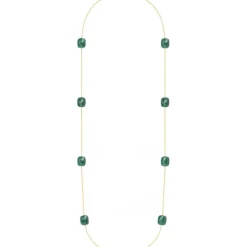 SAUTOIR OR JAUNE AGATE VERTE OVERSIZE